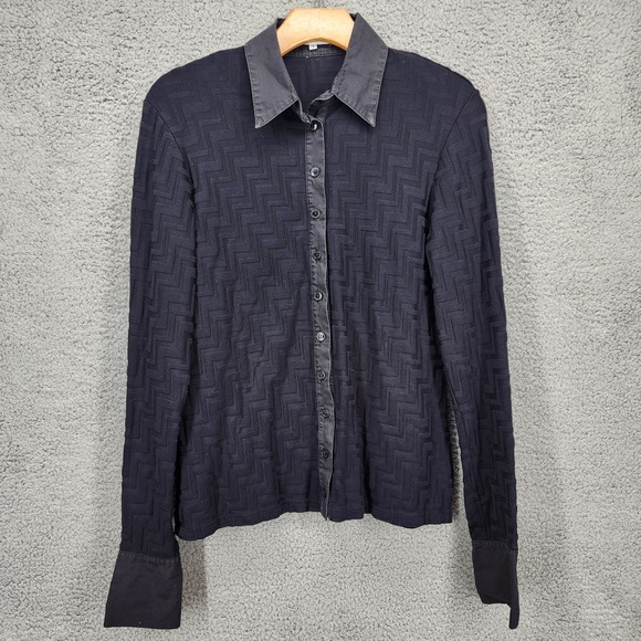 Anne Fontaine Tops - Anne Fontaine Sabine Black Textured Chevron Button Up Shirt Size 3 (US 4/6)